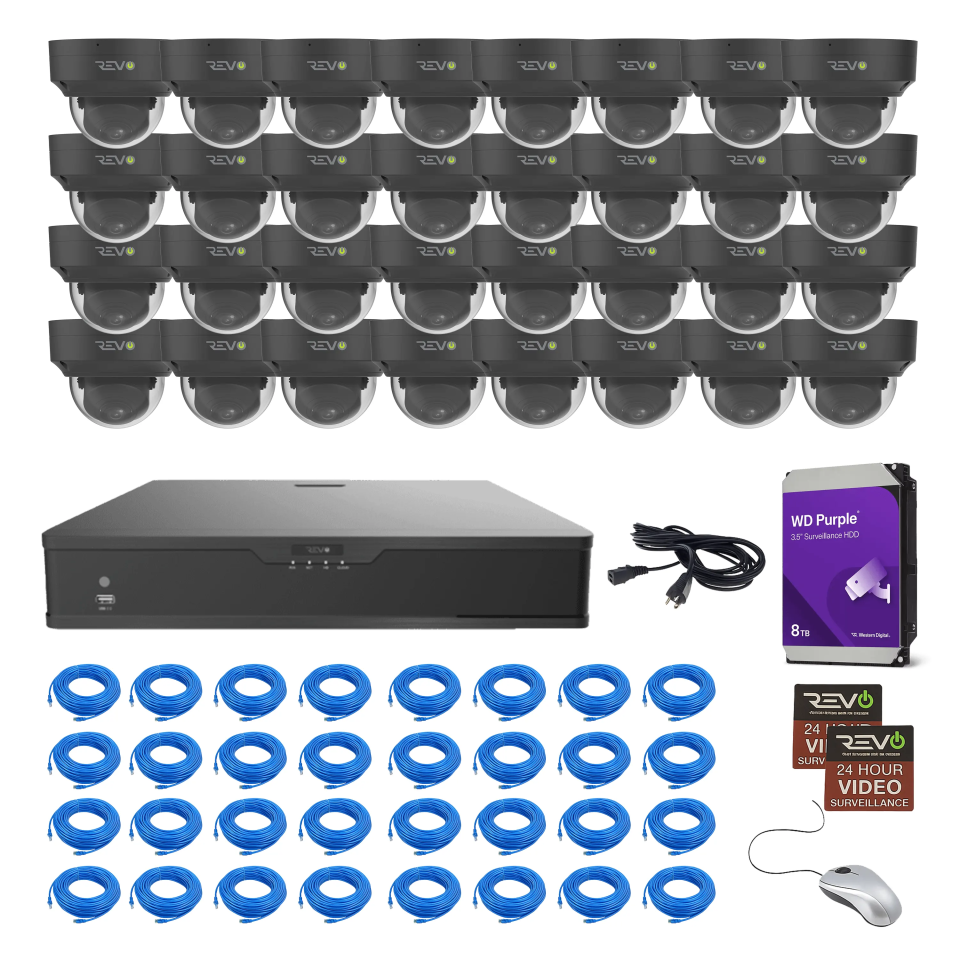32CH 4K PoE NVR with 32x5MP Lumex Dome Cameras