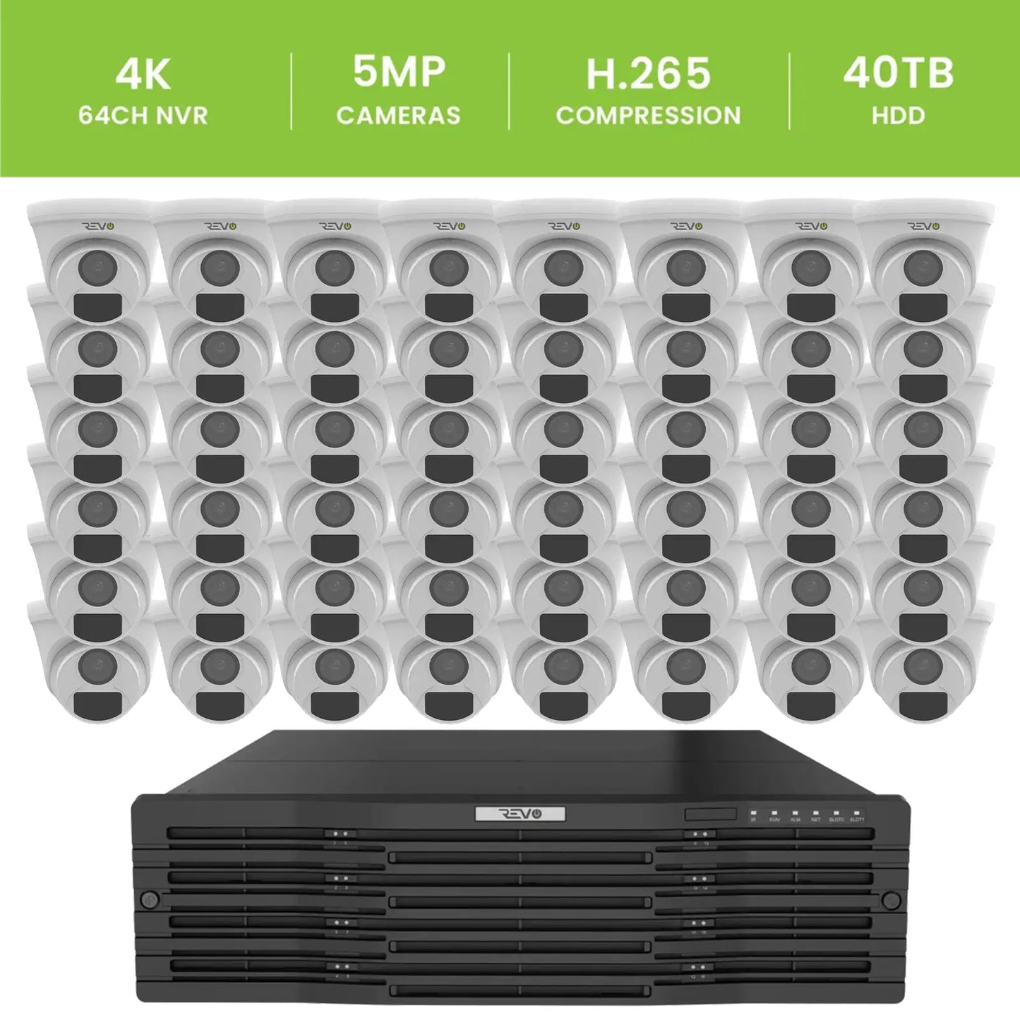 64CH 4K NVR with 48×5MP Lumex Turret Cameras