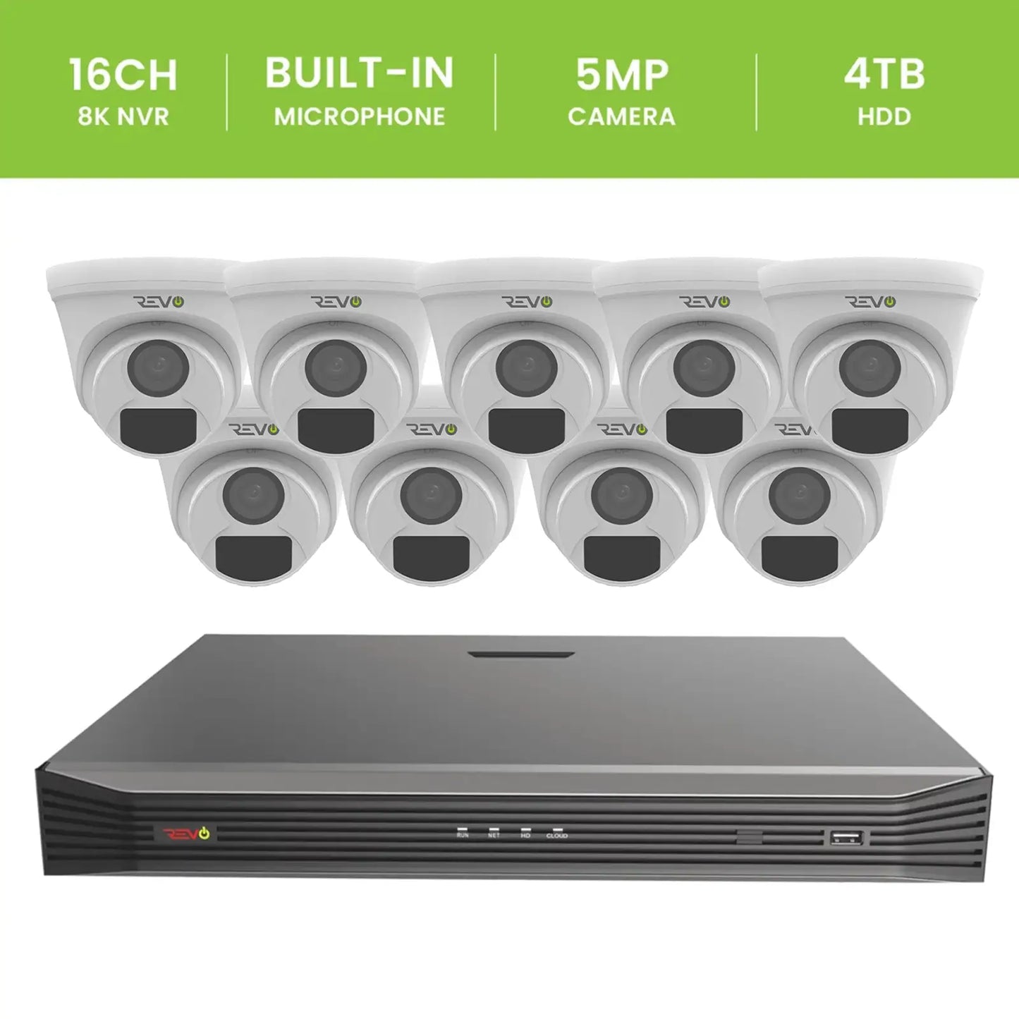 16CH 8K PoE NVR with 9×5MP Lumex Cameras