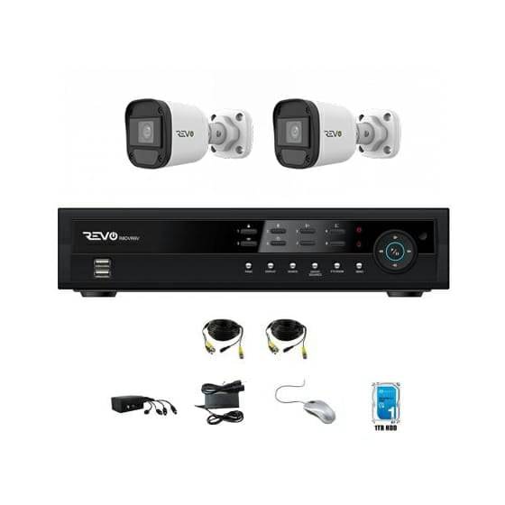 REVO 4 CH 1TB DVR, 1080p Indoor/Outdoor IR 2 Bullet Cameras Security System