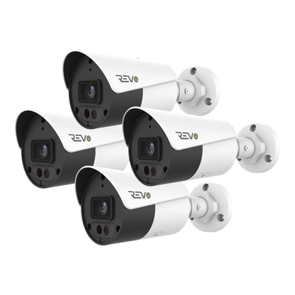 REVO ULTRA 4K (8 Megapixel) Fixed Lens Indoor/Outdoor Bullet Camera w/ 100' CAT5e Cable (Pack of 4)