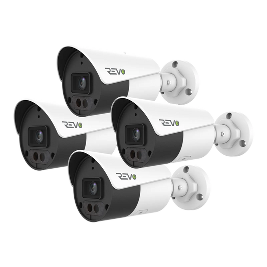REVO ULTRA 4K (8 Megapixel) Fixed Lens Indoor/Outdoor Bullet Camera w/ 100' CAT5e Cable (Pack of 4)