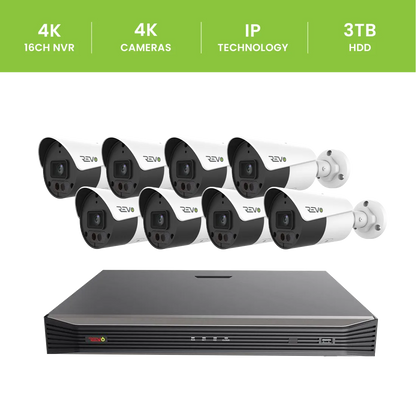 Revo 16Ch 4K Security System - 4TB HDD, 8 x 4K Bullet Cameras
