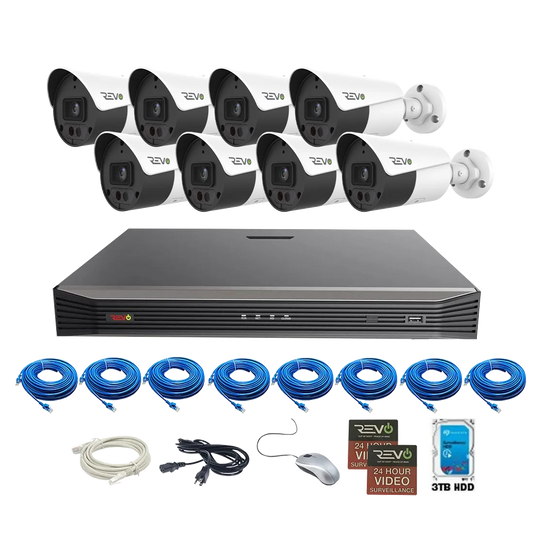 Revo 16Ch 4K Security System - 4TB HDD, 8 x 4K Bullet Cameras