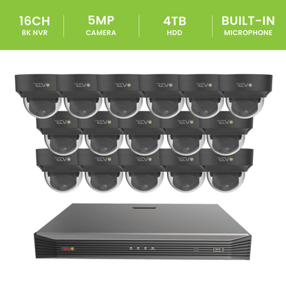 16CH 8K PoE NVR with 16x5MP Lumex Dome Cameras