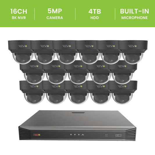 16CH 8K PoE NVR with 16x5MP Lumex Dome Cameras