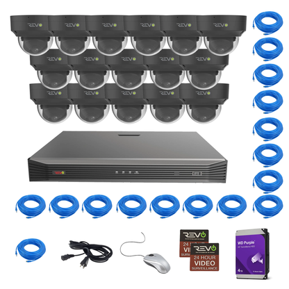 16CH 8K PoE NVR with 16x5MP Lumex Dome Cameras