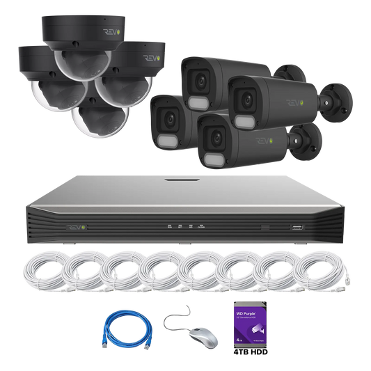 REVO ULTRA 16CH 4K PoE H.265 NVR, 4TB & 8x 5 Megapixel LumeX Cameras with built-in Mic and color night vision – Remote Access Via PC, Mac & Phone