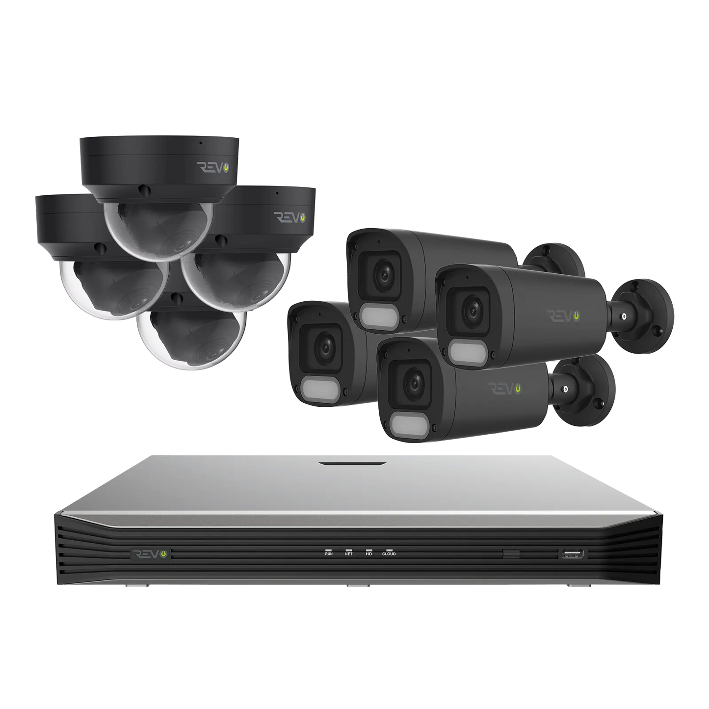 REVO ULTRA 16CH 4K PoE H.265 NVR, 4TB & 8x 5 Megapixel LumeX Cameras with built-in Mic and color night vision – Remote Access Via PC, Mac & Phone