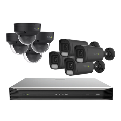 REVO ULTRA 16CH 4K PoE H.265 NVR, 4TB & 8x 5 Megapixel LumeX Cameras with built-in Mic and color night vision – Remote Access Via PC, Mac & Phone