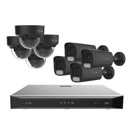 REVO ULTRA 16CH 4K PoE H.265 NVR, 4TB & 8x 5 Megapixel LumeX Cameras with built-in Mic and color night vision – Remote Access Via PC, Mac & Phone