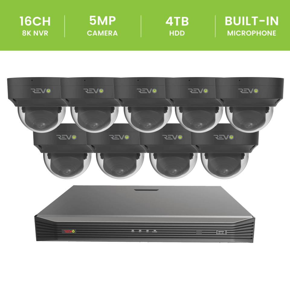 16CH 8K PoE NVR with 9x5MP Lumex Dome Cameras