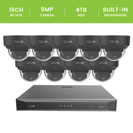 16CH 8K PoE NVR with 9x5MP Lumex Dome Cameras