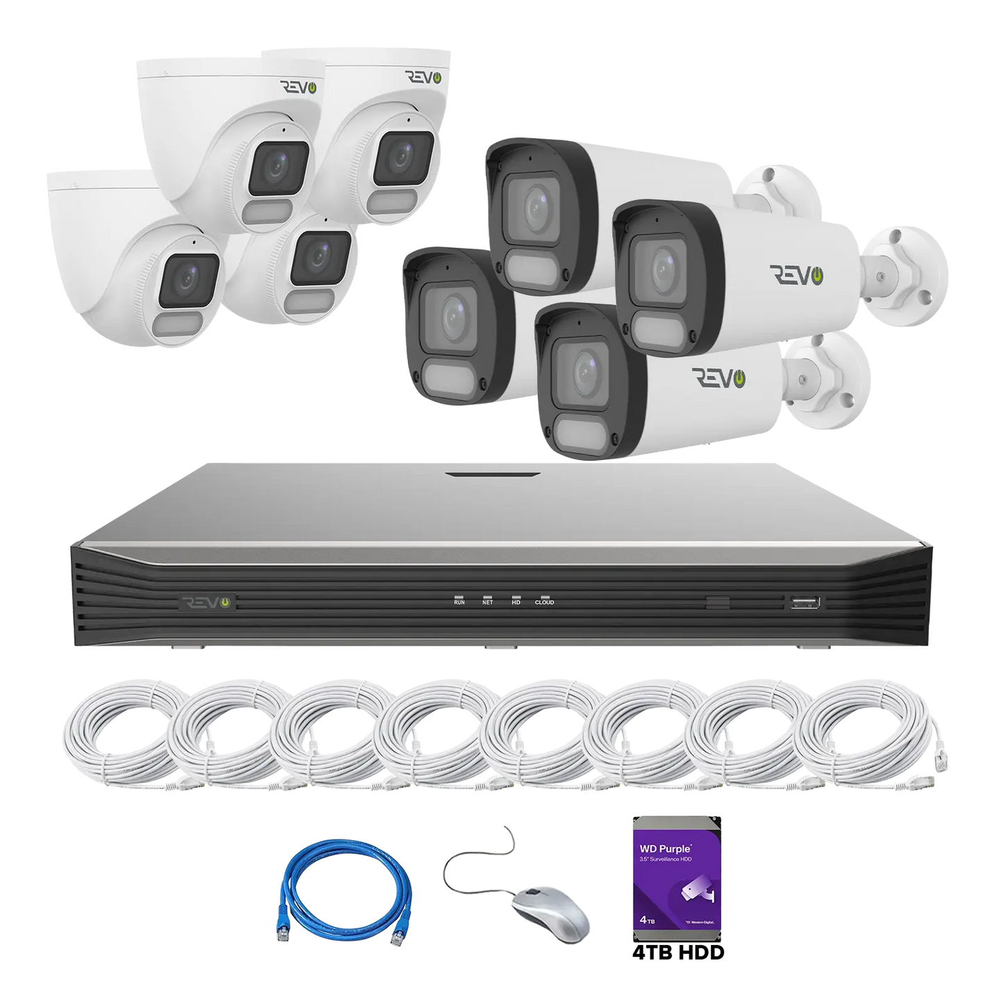 REVO ULTRA 16CH 4K PoE H.265 NVR, 4TB & 8x 5 Megapixel LumeX Cameras with built-in Mic and color night vision – Remote Access Via PC, Mac & Phone