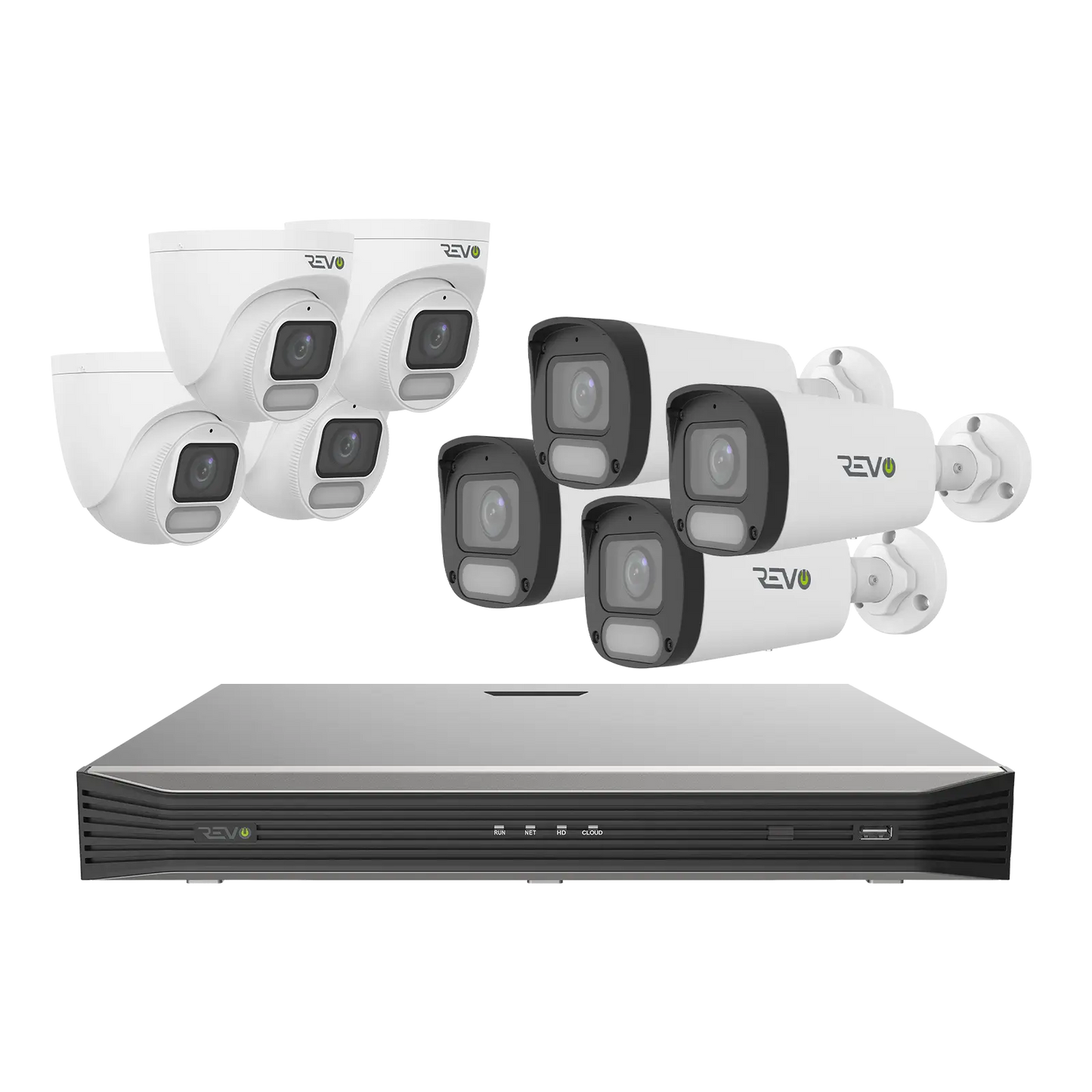 REVO ULTRA 16CH 4K PoE H.265 NVR, 4TB & 8x 5 Megapixel LumeX Cameras with built-in Mic and color night vision – Remote Access Via PC, Mac & Phone