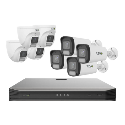 REVO ULTRA 16CH 4K PoE H.265 NVR, 4TB & 8x 5 Megapixel LumeX Cameras with built-in Mic and color night vision – Remote Access Via PC, Mac & Phone