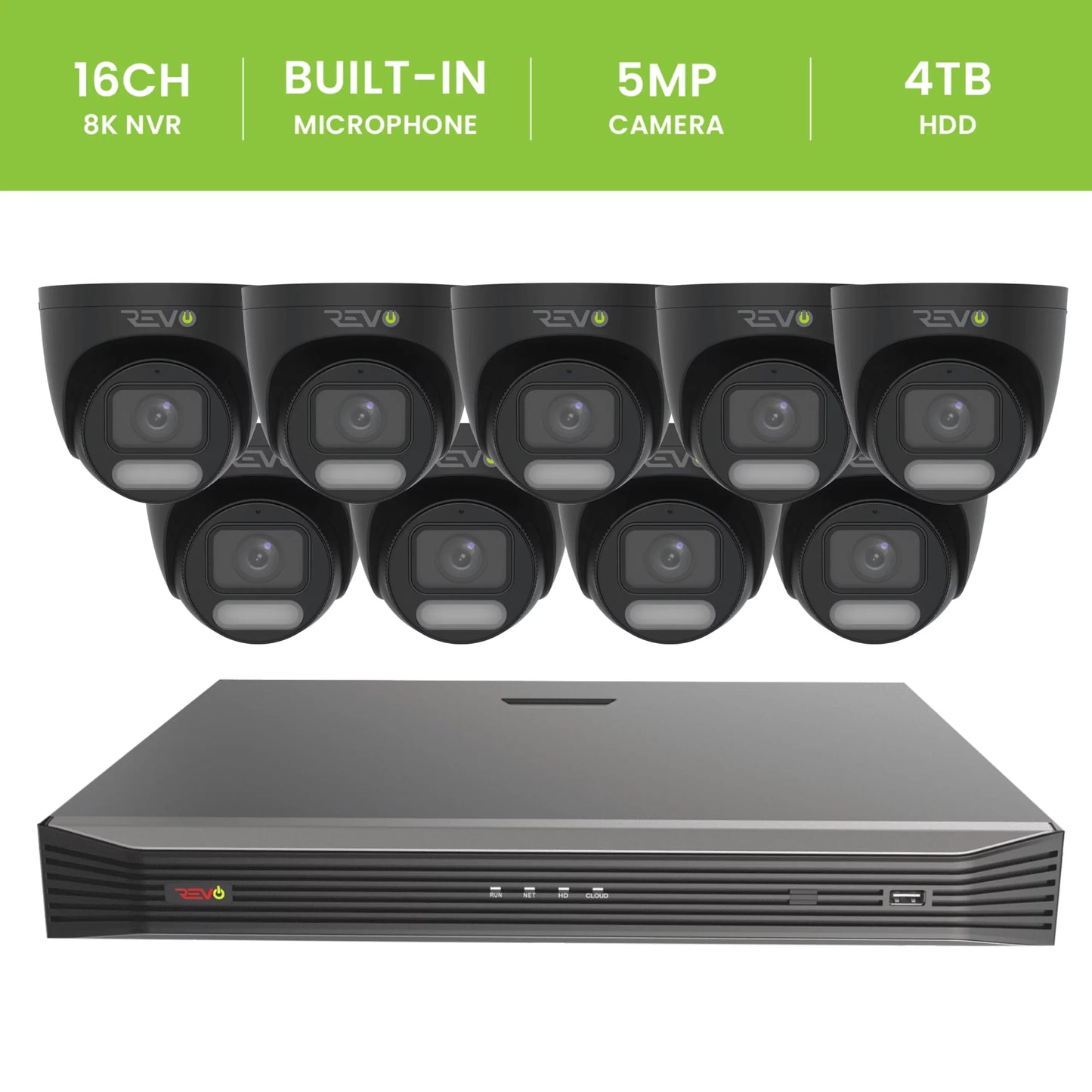 16CH 8K PoE NVR with 9×5MP Lumex Cameras
