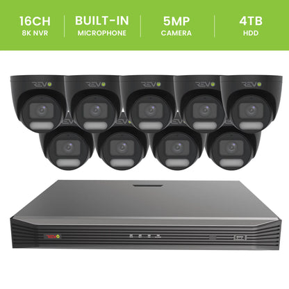 16CH 8K PoE NVR with 9×5MP Lumex Cameras
