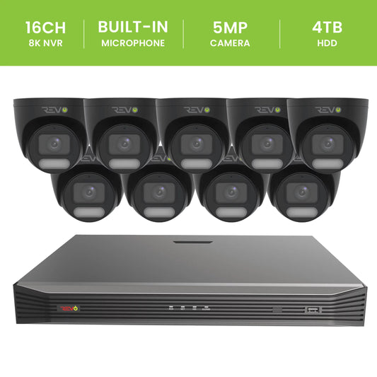 16CH 8K PoE NVR with 9×5MP Lumex Cameras