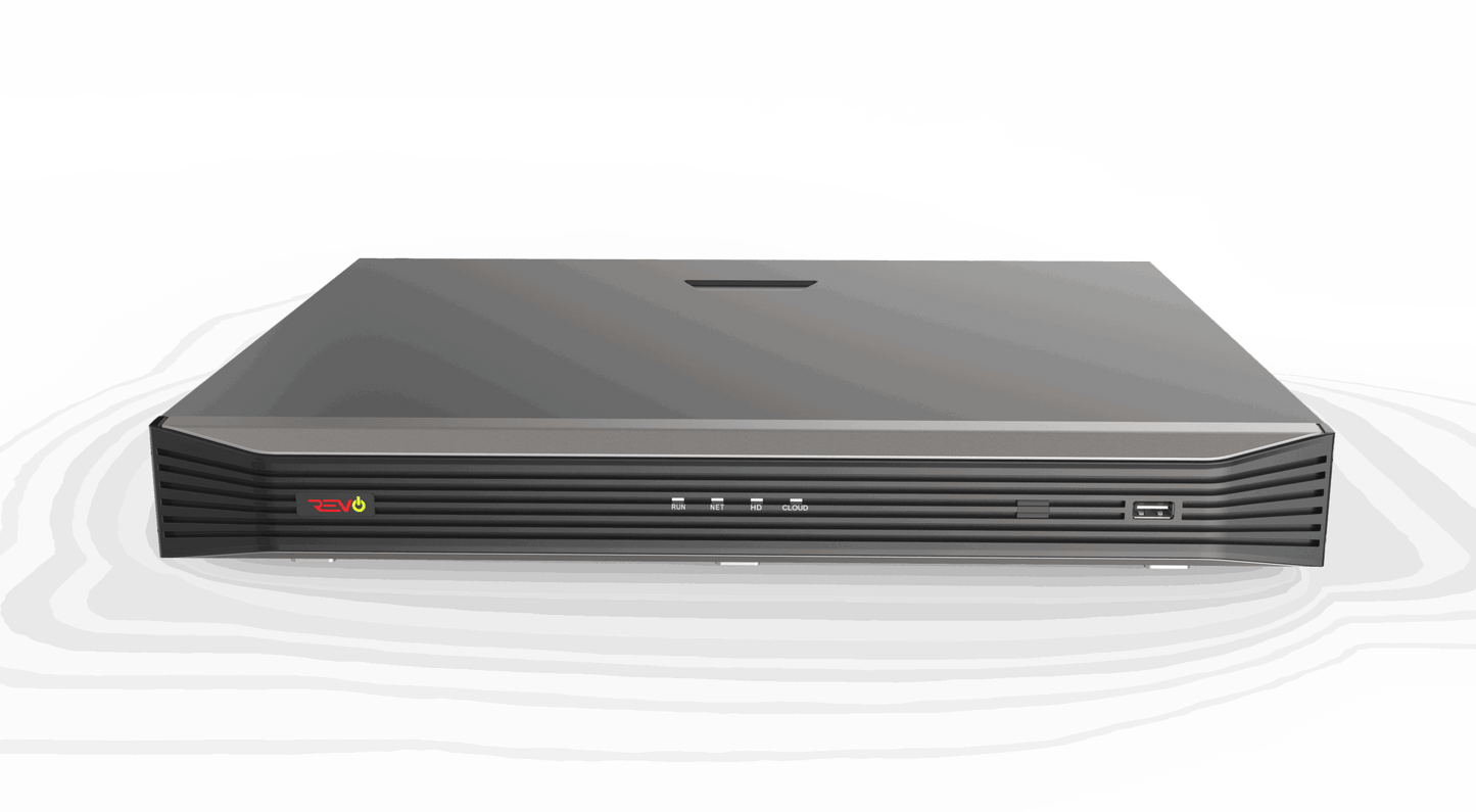 REVO ULTRA BLUE SERIES 16CH 4K PoE H.265 NVR, 4TB & 8x 5 Megapixel Indoor/Outdoor IR Cameras with built-in Mic – Remote access via PC, MAC & Phone