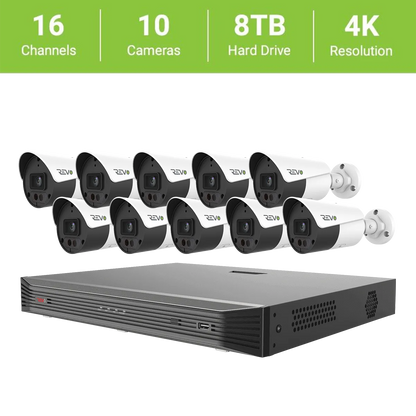 Revo 16-Channel True 4K SMART NVR HD Security System with 8TB HDD and 10 x 4K Bullet Cameras