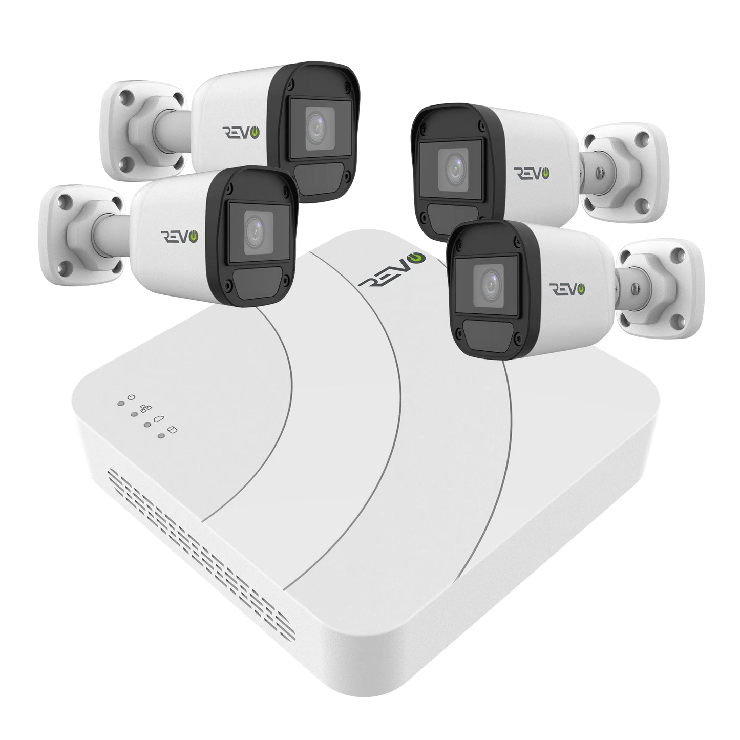 REVO ULTRA Blue Series 4 CH IP Video Surveillance System, 4 CH 4K NVR, 1TB HDD, 4x 4 Megapixel Indoor/Outdoor IR Bullet Cameras - Remote Access via Smart Phone, Tablet, PC & MAC