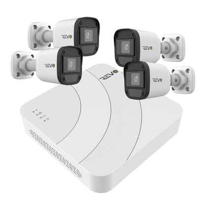REVO ULTRA Blue Series 4 CH IP Video Surveillance System, 4 CH 4K NVR, 1TB HDD, 4x 4 Megapixel Indoor/Outdoor IR Bullet Cameras - Remote Access via Smart Phone, Tablet, PC & MAC