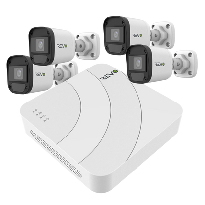 REVO ULTRA Blue Series 4 CH IP Video Surveillance System, 4 CH 4K NVR, 1TB HDD, 4x 5 Megapixel Indoor/Outdoor Audio Capable IR Bullet Cameras - Remote Access via Smart Phone, Tablet, PC & MAC