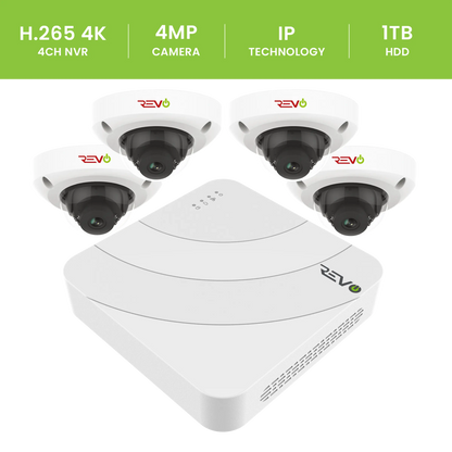 Ultra HD Audio Capable 4 Ch. 1TB NVR Home Surveillance System with 4 Security Cameras