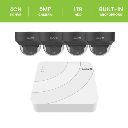 4CH 8K PoE NVR with 4 × 5MP Lumex Dome Cameras