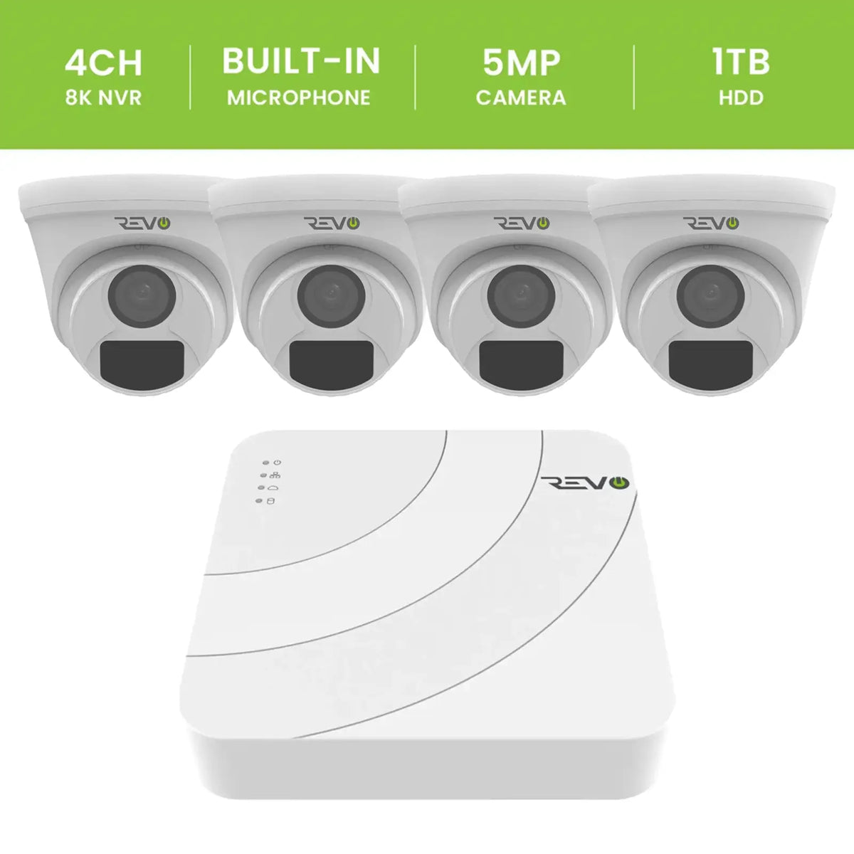 4CH 8K PoE NVR with 4×5MP Lumex Cameras