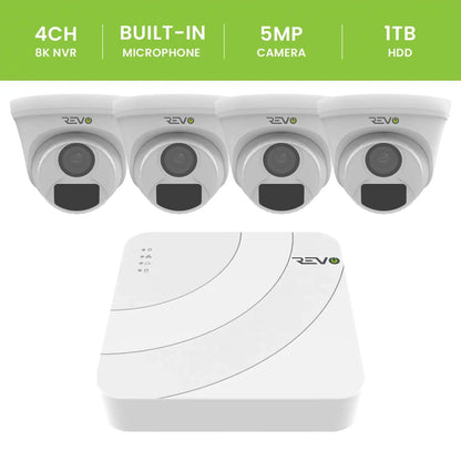 4CH 8K PoE NVR with 4×5MP Lumex Cameras