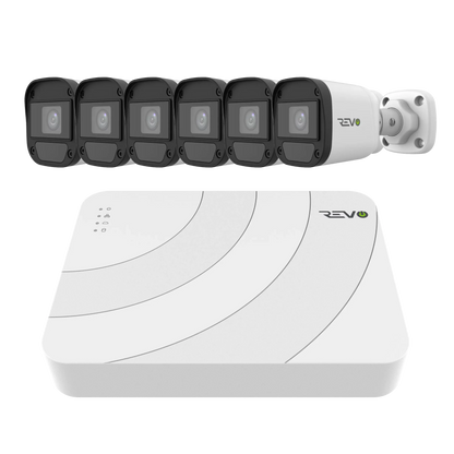 REVO ULTRA Blue Series 8CH IP Video Surveillance System, 8 CH 4K NVR, 2TB HDD, 6x 5 Megapixel Indoor/Outdoor Audio Capable IR Bullet Cameras - Remote Access via Smart Phone, Tablet, PC & MAC
