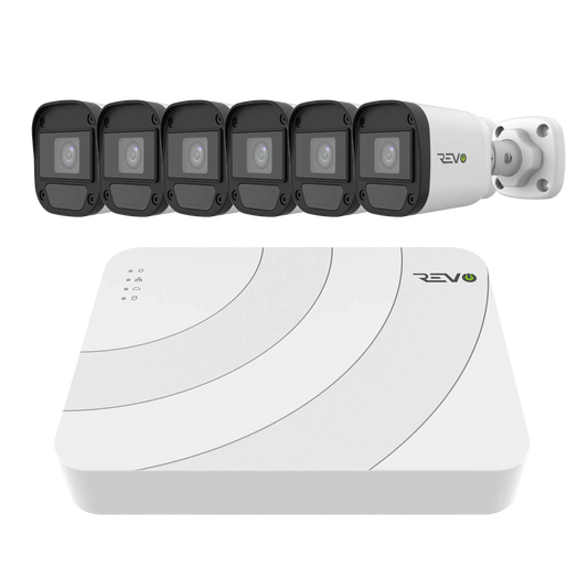 REVO ULTRA Blue Series 8CH IP Video Surveillance System, 8 CH 4K NVR, 2TB HDD, 6x 5 Megapixel Indoor/Outdoor Audio Capable IR Bullet Cameras - Remote Access via Smart Phone, Tablet, PC & MAC