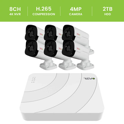 Ultra HD Audio Capable 8 Ch. 2TB NVR Surveillance System with 6 4 Megapixel Cameras