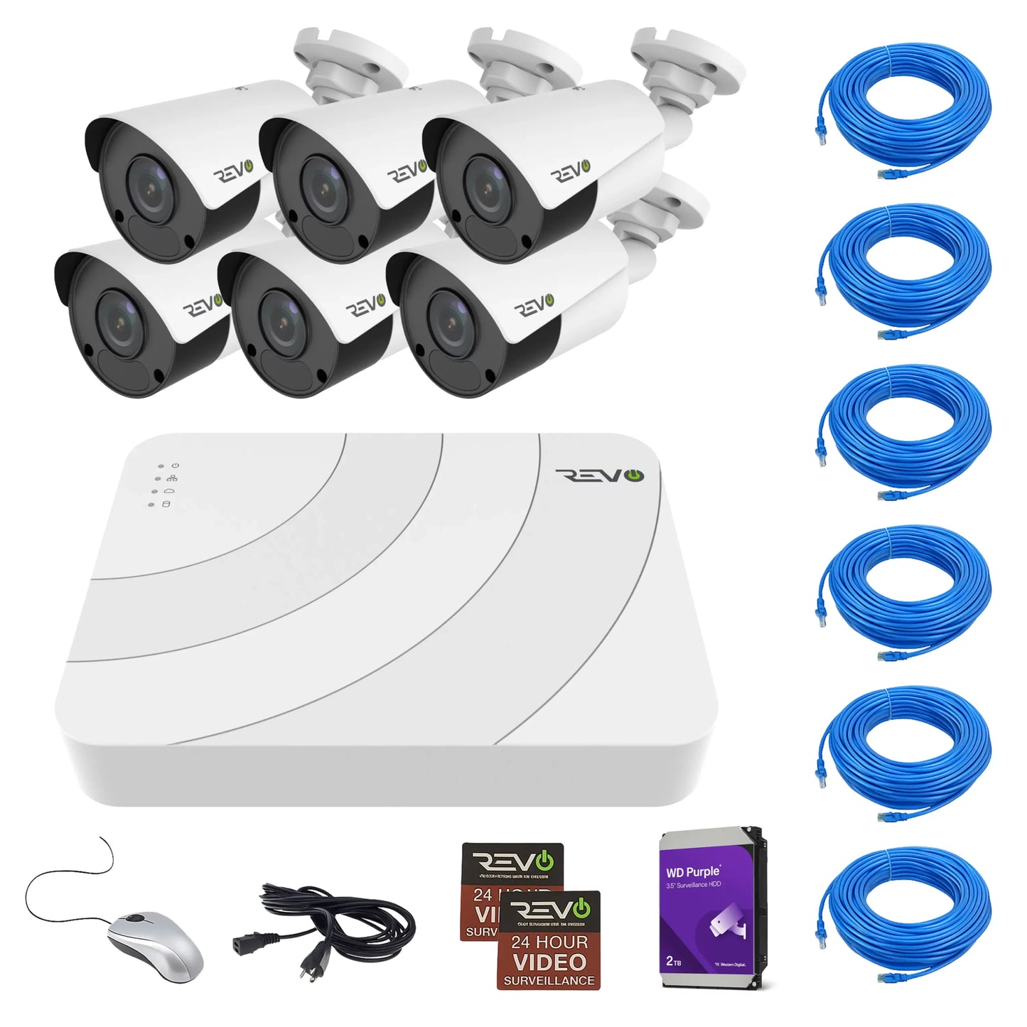 Ultra 8 Channel Surveillance System with 6 4MP IP Bullet Cameras