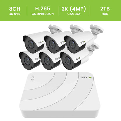 Ultra 8 Channel Surveillance System with 6 4MP IP Bullet Cameras