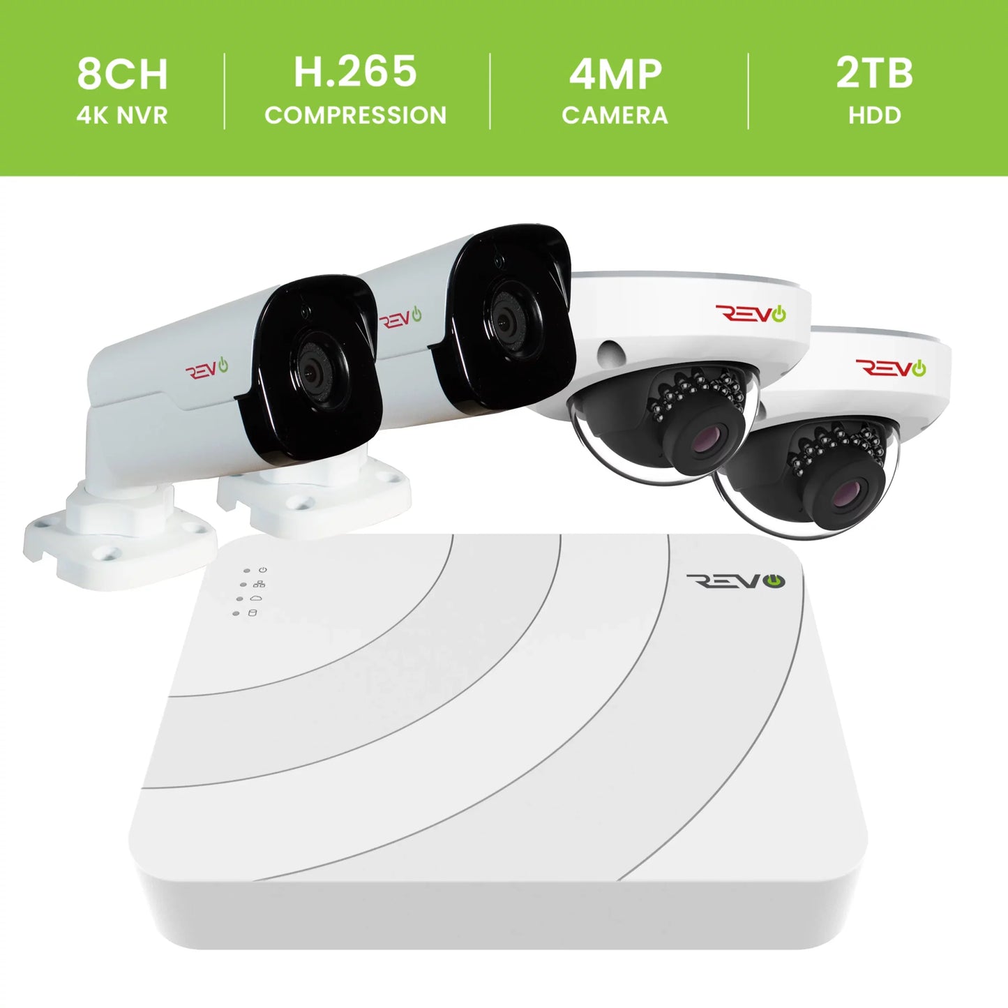 Ultra HD Audio Capable 8 Ch. 2TB NVR Surveillance System with (4) 4 Megapixel Cameras