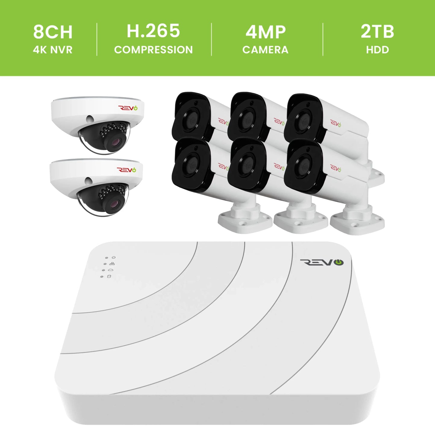 Ultra HD Audio Capable 8 Ch. 2TB NVR Surveillance System with 8 4 Megapixel Cameras