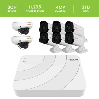 Ultra HD Audio Capable 8 Ch. 2TB NVR Surveillance System with 8 4 Megapixel Cameras