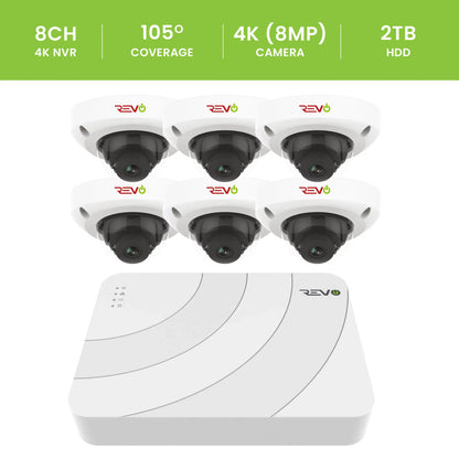 Ultra HD Audio Capable 8 Ch. 2TB NVR Home Security System with 6 Security Cameras