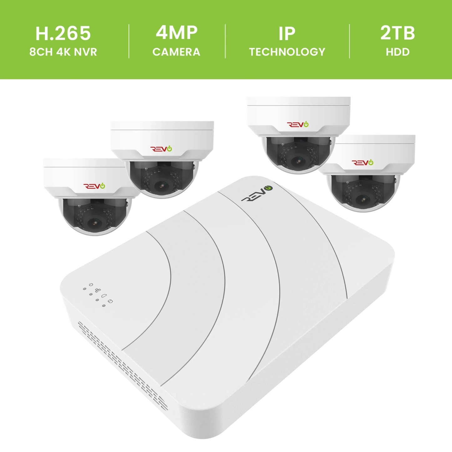 Ultra HD 8 Ch. 2TB NVR Surveillance System with 4 4MP Mini Vandal Dome Cameras