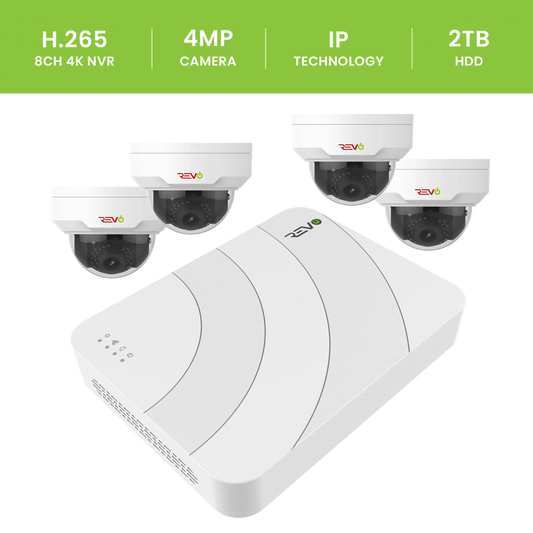 Ultra HD 8 Ch. 2TB NVR Surveillance System with 4 4MP Mini Vandal Dome Cameras