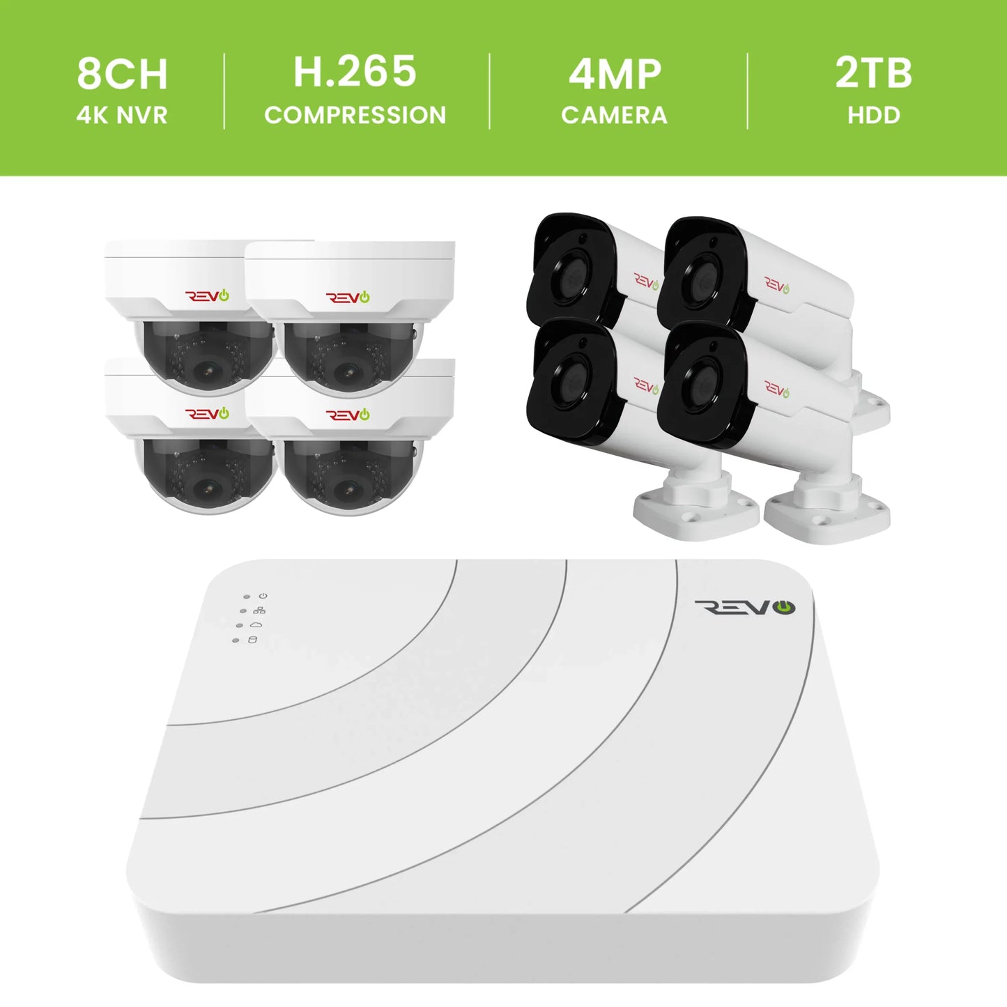 Ultra HD 8 Ch. 2TB NVR Home Camera System with 8 4MP Indoor/Outdoor Security Cameras