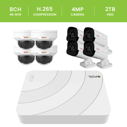 Ultra HD 8 Ch. 2TB NVR Home Camera System with 8 4MP Indoor/Outdoor Security Cameras