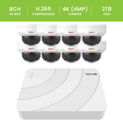 Ultra HD 8 Ch. 2TB NVR Home Surveillance System with 8 Security Cameras