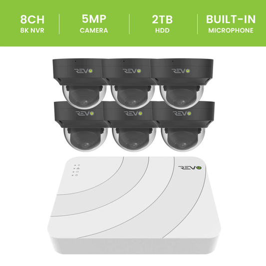 8CH 8K PoE NVR with 6x5MP Lumex Dome Cameras