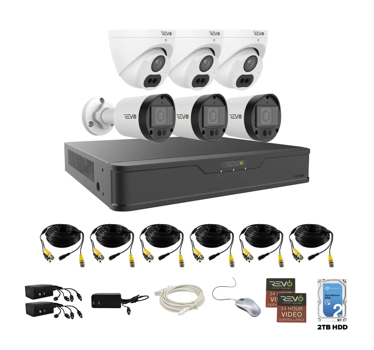 REVO ULTRA 4K Hybrid 8-Channel Surveillance System with 6 Cameras, 2TB Storage, and Remote Access