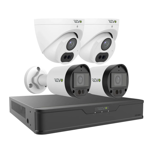 REVO ULTRA 4K Hybrid 8-Channel Surveillance System with 4x cameras, 2TB Storage, and Remote Access
