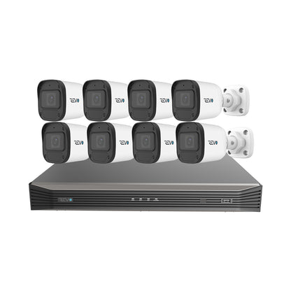 REVO ULTRA BLUE SERIES 16CH 4K PoE H.265 NVR, 4TB & 8x 5 Megapixel Indoor/Outdoor IR Cameras with built-in Mic – Remote access via PC, MAC & Phone